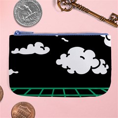 Illustration Cloud Line White Green Black Spot Polka Large Coin Purse by Mariart