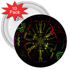 Inner Peace Star Space Rainbow 3  Buttons (10 Pack)  by Mariart