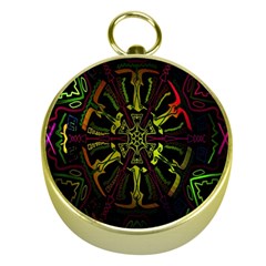 Inner Peace Star Space Rainbow Gold Compasses by Mariart