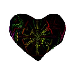 Inner Peace Star Space Rainbow Standard 16  Premium Flano Heart Shape Cushions by Mariart