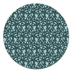 Interstellar Blog Tree Leaf Grey Magnet 5  (round)