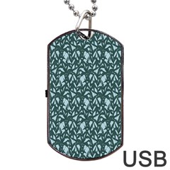 Interstellar Blog Tree Leaf Grey Dog Tag Usb Flash (one Side) by Mariart