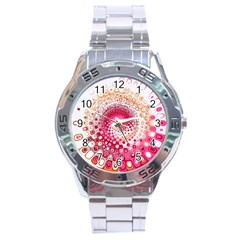 Hple Plaid Chevron Pink Red Stainless Steel Analogue Watch by Mariart