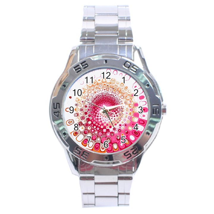 Hple Plaid Chevron Pink Red Stainless Steel Analogue Watch