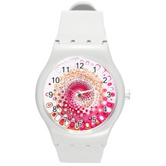 Hple Plaid Chevron Pink Red Round Plastic Sport Watch (m) by Mariart