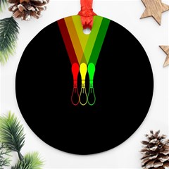 Lamp Colors Green Yellow Red Black Ornament (round) by Mariart