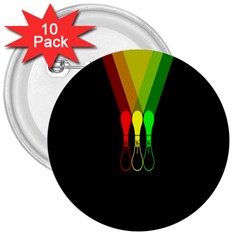 Lamp Colors Green Yellow Red Black 3  Buttons (10 Pack)  by Mariart