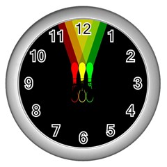 Lamp Colors Green Yellow Red Black Wall Clocks (silver)  by Mariart