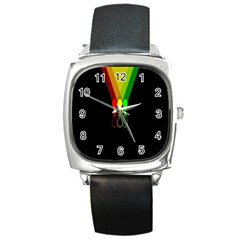 Lamp Colors Green Yellow Red Black Square Metal Watch by Mariart