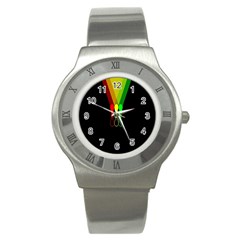 Lamp Colors Green Yellow Red Black Stainless Steel Watch by Mariart