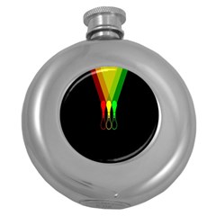 Lamp Colors Green Yellow Red Black Round Hip Flask (5 Oz) by Mariart