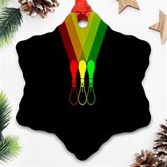 Lamp Colors Green Yellow Red Black Snowflake Ornament (two Sides)