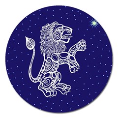 Leo Zodiac Star Magnet 5  (round) by Mariart