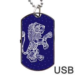 Leo Zodiac Star Dog Tag Usb Flash (two Sides)