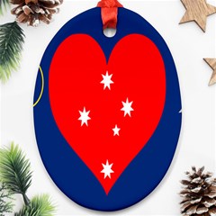 Love Heart Star Circle Polka Moon Red Blue White Ornament (oval)