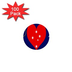 Love Heart Star Circle Polka Moon Red Blue White 1  Mini Buttons (100 Pack)  by Mariart