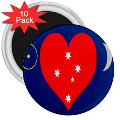 Love Heart Star Circle Polka Moon Red Blue White 3  Magnets (10 Pack)  by Mariart