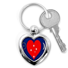 Love Heart Star Circle Polka Moon Red Blue White Key Chains (heart)  by Mariart