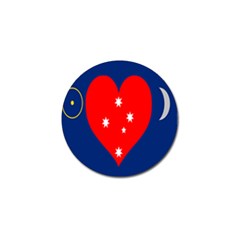 Love Heart Star Circle Polka Moon Red Blue White Golf Ball Marker by Mariart