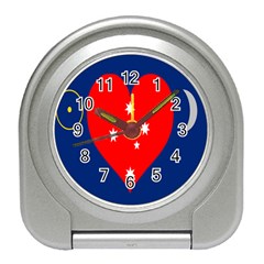 Love Heart Star Circle Polka Moon Red Blue White Travel Alarm Clocks by Mariart