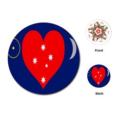 Love Heart Star Circle Polka Moon Red Blue White Playing Cards (round)  by Mariart