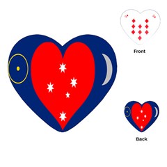 Love Heart Star Circle Polka Moon Red Blue White Playing Cards (heart)  by Mariart