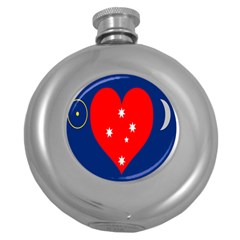 Love Heart Star Circle Polka Moon Red Blue White Round Hip Flask (5 Oz) by Mariart