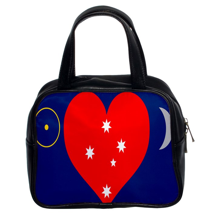 Love Heart Star Circle Polka Moon Red Blue White Classic Handbags (2 Sides)