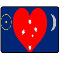 Love Heart Star Circle Polka Moon Red Blue White Fleece Blanket (medium)  by Mariart