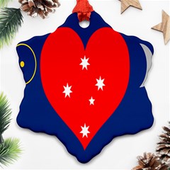 Love Heart Star Circle Polka Moon Red Blue White Ornament (snowflake) by Mariart