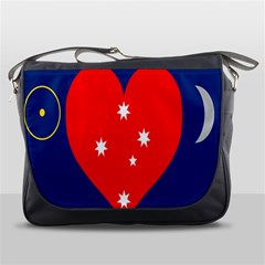 Love Heart Star Circle Polka Moon Red Blue White Messenger Bags by Mariart