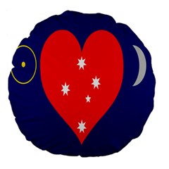 Love Heart Star Circle Polka Moon Red Blue White Large 18  Premium Flano Round Cushions