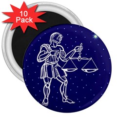 Libra Zodiac Star 3  Magnets (10 Pack) 