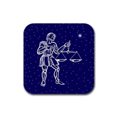 Libra Zodiac Star Rubber Square Coaster (4 Pack)  by Mariart