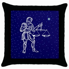 Libra Zodiac Star Throw Pillow Case (black) by Mariart