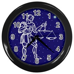 Libra Zodiac Star Wall Clocks (black) by Mariart