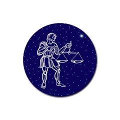 Libra Zodiac Star Rubber Round Coaster (4 Pack)  by Mariart