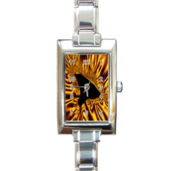 Hole Gold Black Space Rectangle Italian Charm Watch