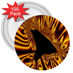 Hole Gold Black Space 3  Buttons (100 Pack) 