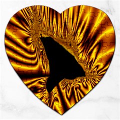 Hole Gold Black Space Jigsaw Puzzle (heart) by Mariart