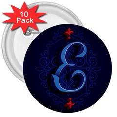 Marquis Love Dope Lettering Blue Red Alphabet E 3  Buttons (10 Pack)  by Mariart