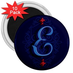 Marquis Love Dope Lettering Blue Red Alphabet E 3  Magnets (10 Pack)  by Mariart