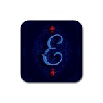 Marquis Love Dope Lettering Blue Red Alphabet E Rubber Square Coaster (4 pack)  Front