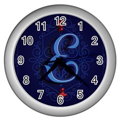 Marquis Love Dope Lettering Blue Red Alphabet E Wall Clocks (silver) 