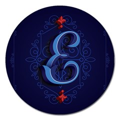 Marquis Love Dope Lettering Blue Red Alphabet E Magnet 5  (round) by Mariart