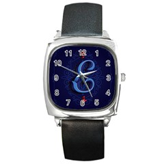 Marquis Love Dope Lettering Blue Red Alphabet E Square Metal Watch by Mariart