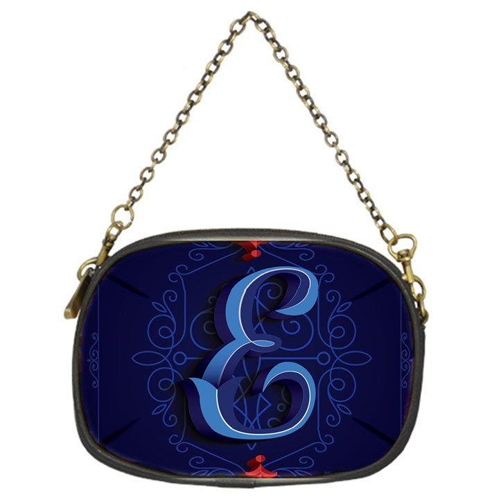 Marquis Love Dope Lettering Blue Red Alphabet E Chain Purses (One Side) 