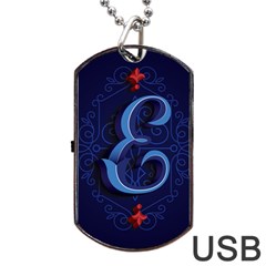 Marquis Love Dope Lettering Blue Red Alphabet E Dog Tag Usb Flash (one Side) by Mariart