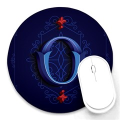 Marquis Love Dope Lettering Blue Red Alphabet O Round Mousepads by Mariart