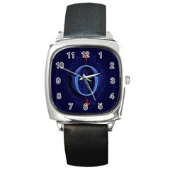 Marquis Love Dope Lettering Blue Red Alphabet O Square Metal Watch by Mariart